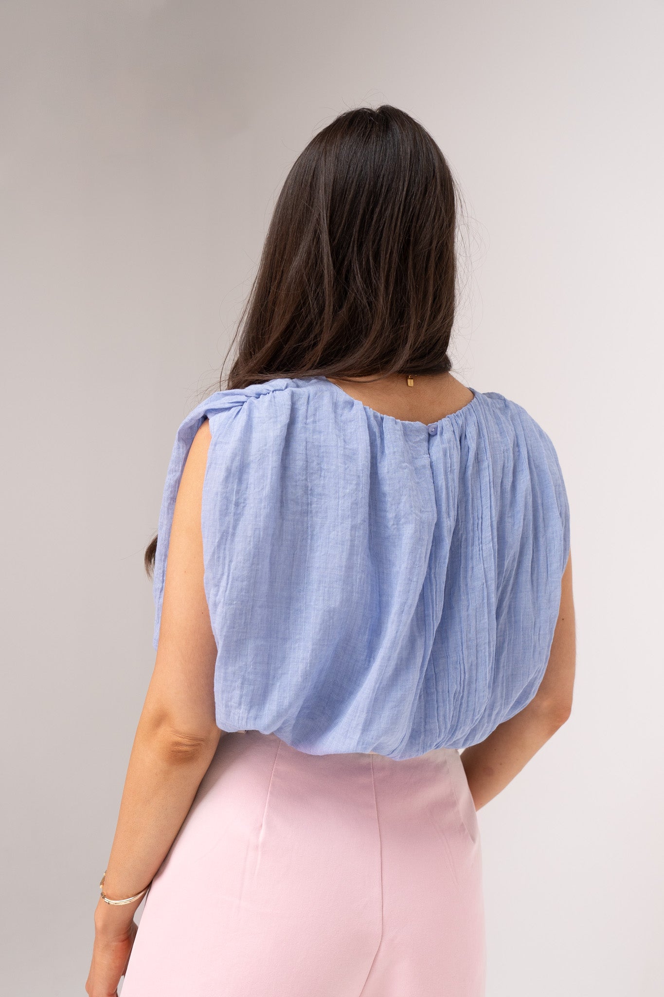 Millie Bubble Hem Top In Blue