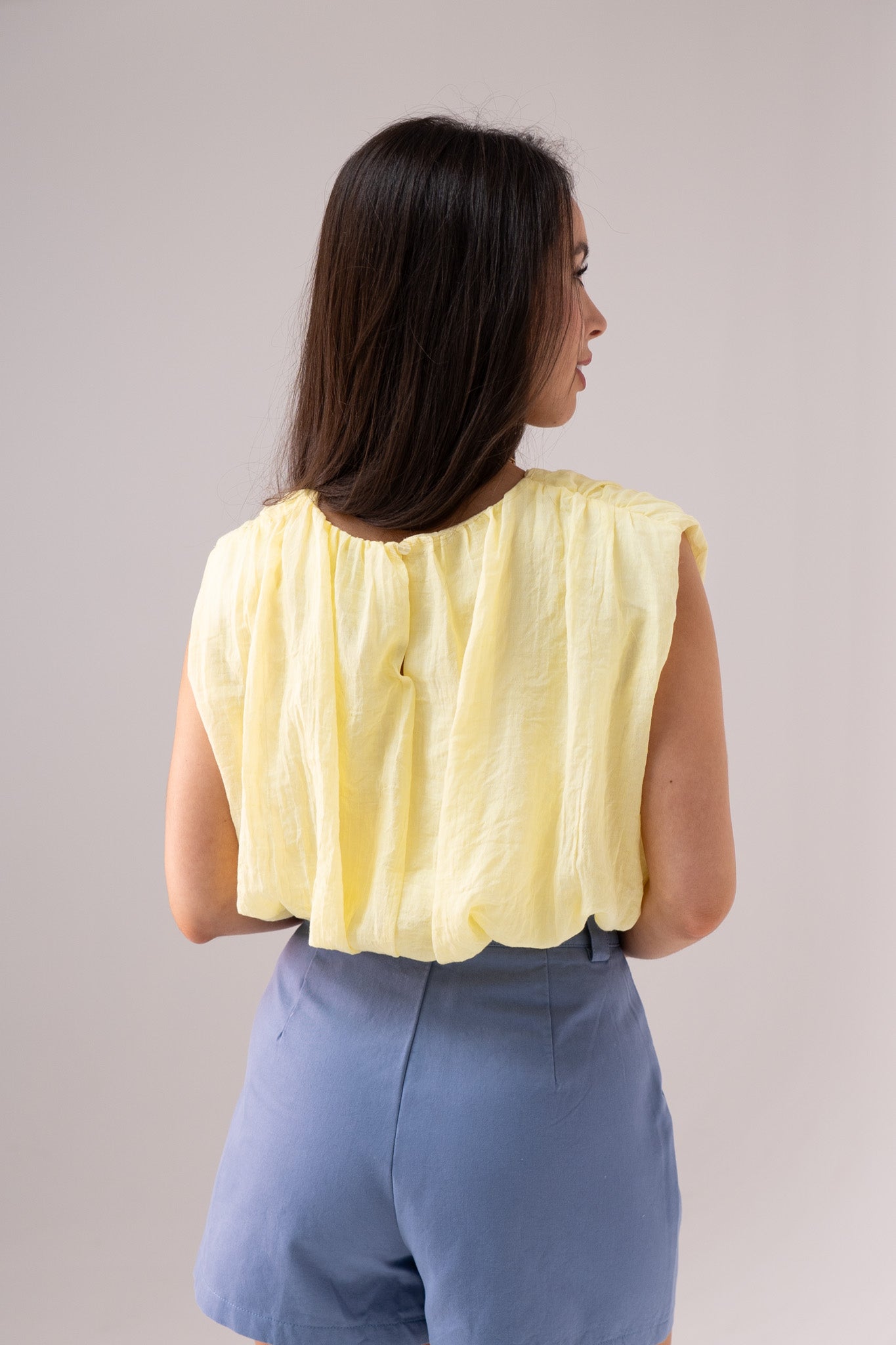Millie Bubble Hem Top In Yellow