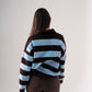Millie Chocolate Stripe Rugby Top In Blue