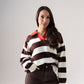 Millie Chocolate Stripe Rugby Top In Cream