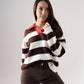 Millie Chocolate Stripe Rugby Top In Cream