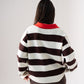 Millie Chocolate Stripe Rugby Top In Cream