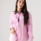 Millie Contrast Collar Stripe Shirt In Pink