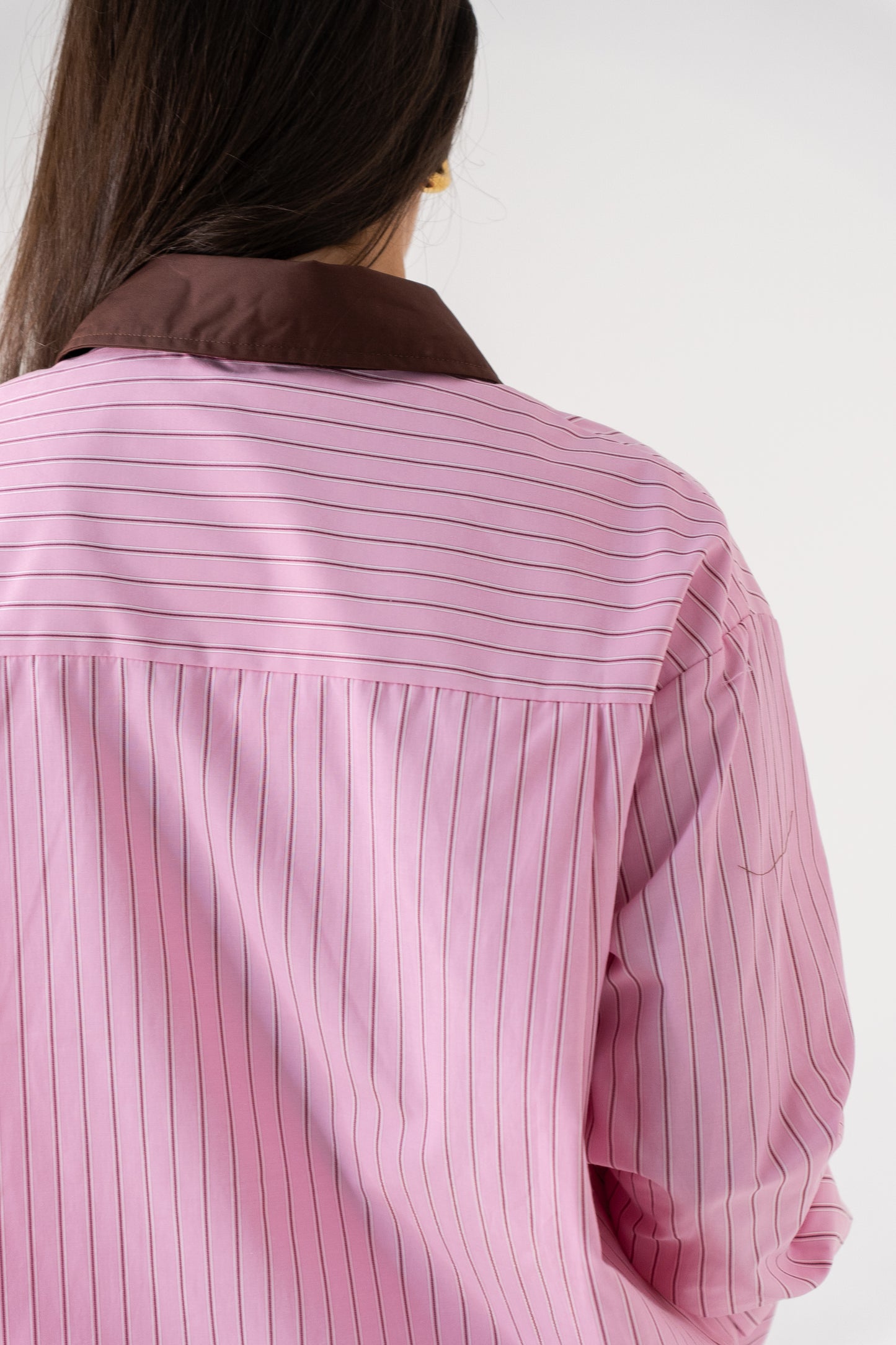 Millie Contrast Collar Stripe Shirt In Pink