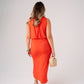 Millie Drape Detail Maxi Dress In Coral