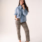 Millie Frill Detail Denim Shirt In Light Wash