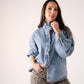 Millie Frill Detail Denim Shirt In Light Wash