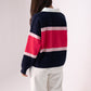 Millie Fuchsia Stripe Rugby Top In Navy