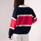 Millie Fuchsia Stripe Rugby Top In Navy