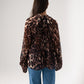 Millie High Neck Drape Top In Leopard Print