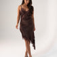 Millie Lace Trim Cami Dress In Chocolate