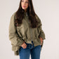 Millie Lace Trim Jacket In Khaki