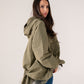 Millie Lace Trim Jacket In Khaki