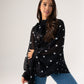 Millie Polka Dot Drape Top In Black