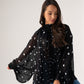 Millie Polka Dot Drape Top In Black