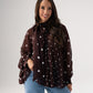 Millie Polka Dot Drape Top In Coffee