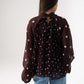 Millie Polka Dot Drape Top In Coffee
