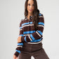 Millie Rugby Top In Coffee & Blue