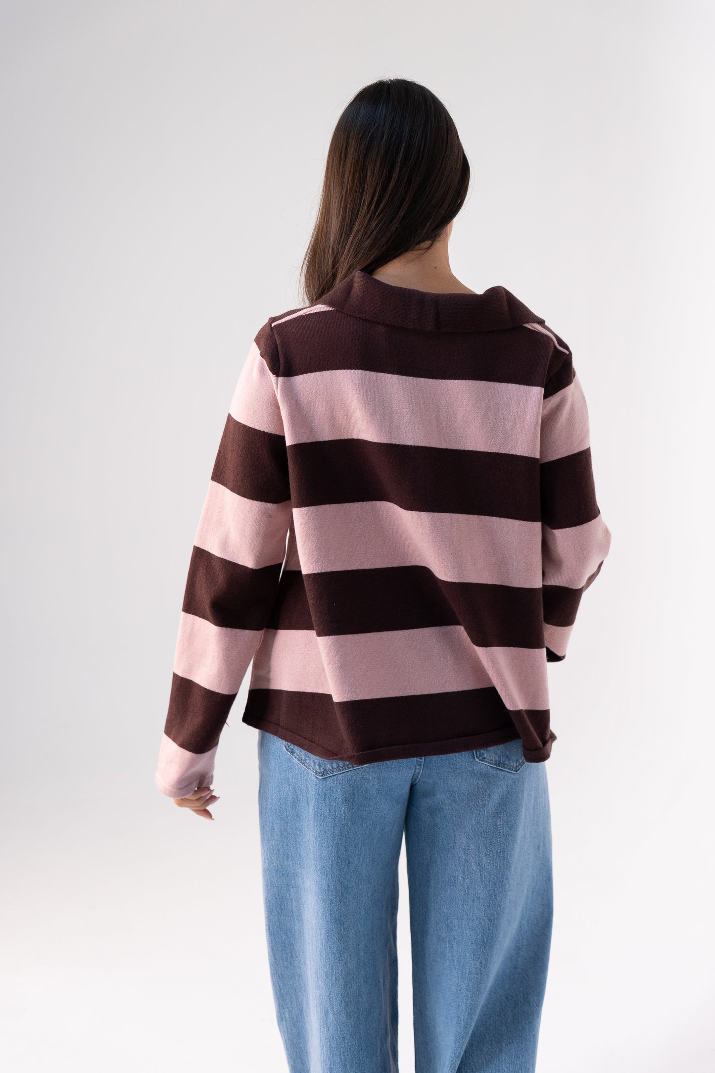 Millie Rugby Top In Coffee & Pink