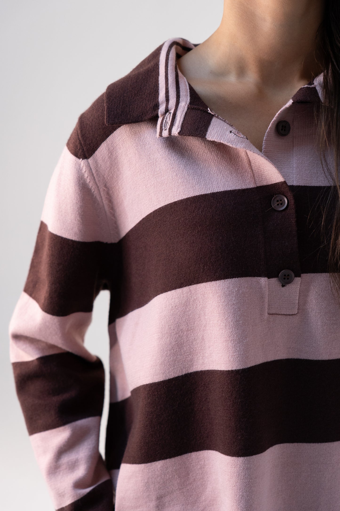 Millie Rugby Top In Coffee & Pink