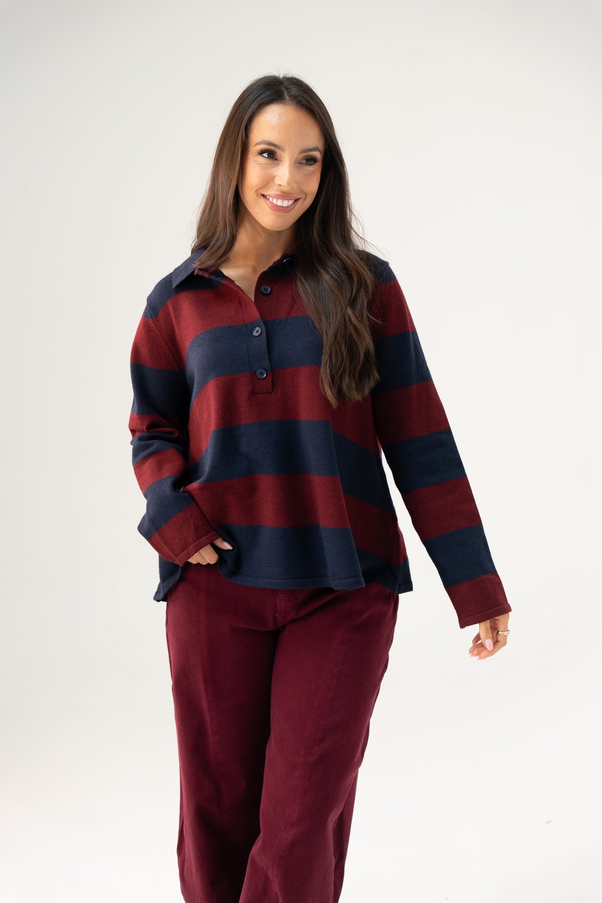 Millie Rugby Top In Navy & Red