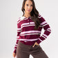 Millie Rugby Top In Wine & Pink