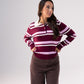 Millie Rugby Top In Wine & Pink