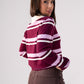 Millie Rugby Top In Wine & Pink