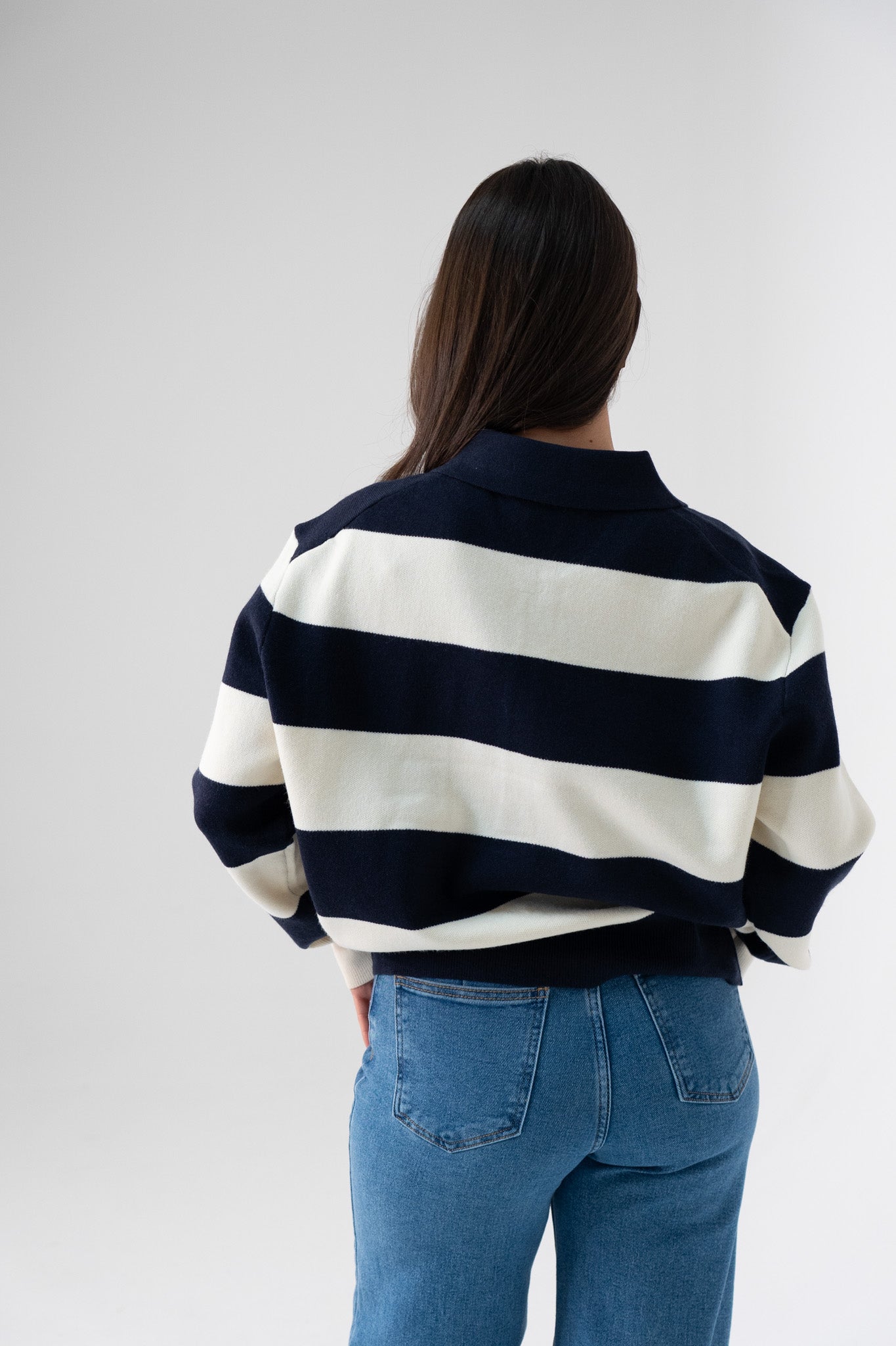 Millie Rugby Top In Navy & Cream