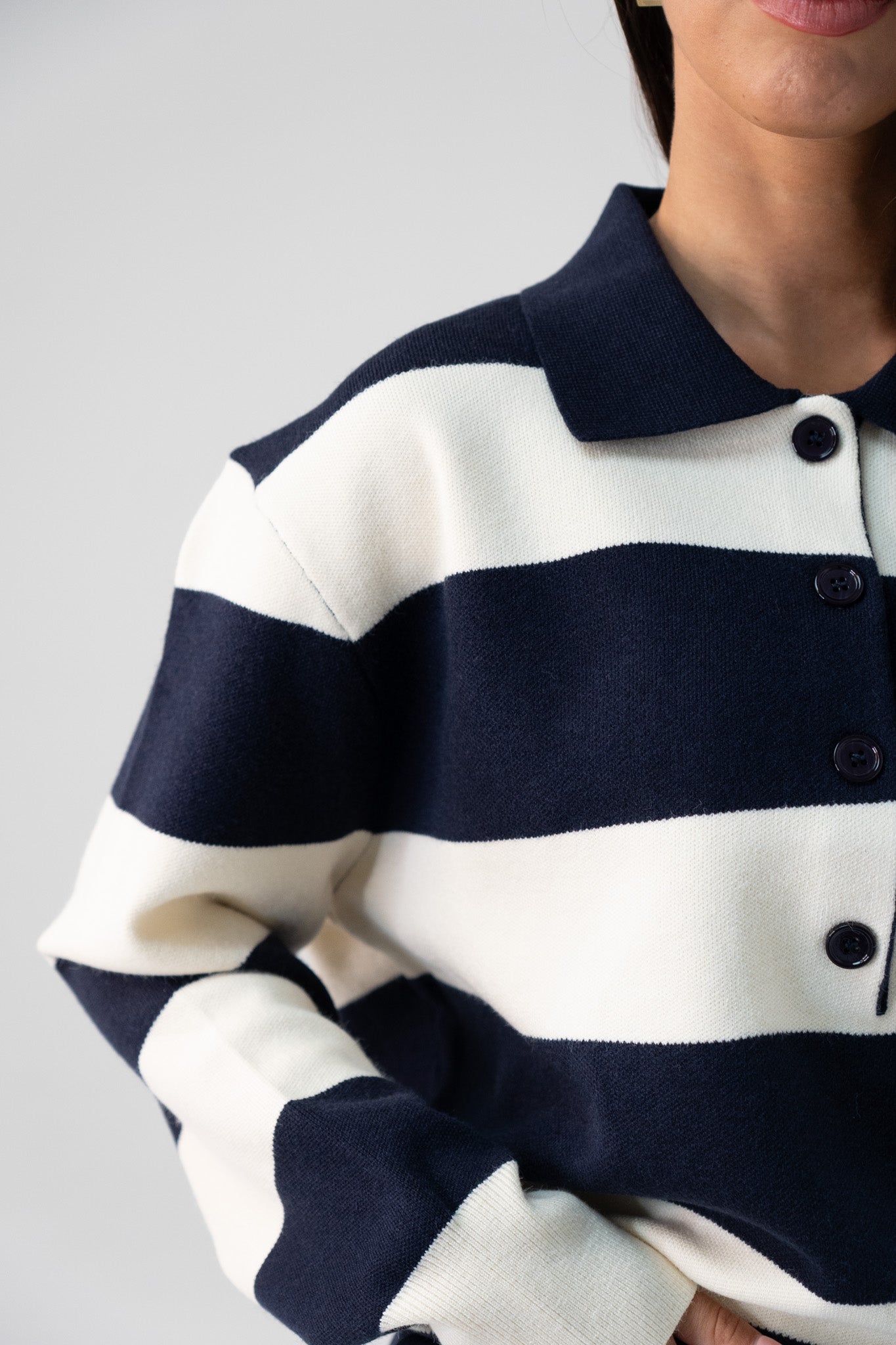 Millie Rugby Top In Navy & Cream