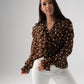 Millie Sheer Polka Dot Top In Coffee