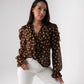 Millie Sheer Polka Dot Top In Coffee