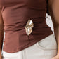 Millie Slash Neck Ruched Top In Coffee