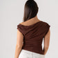 Millie Slash Neck Ruched Top In Coffee