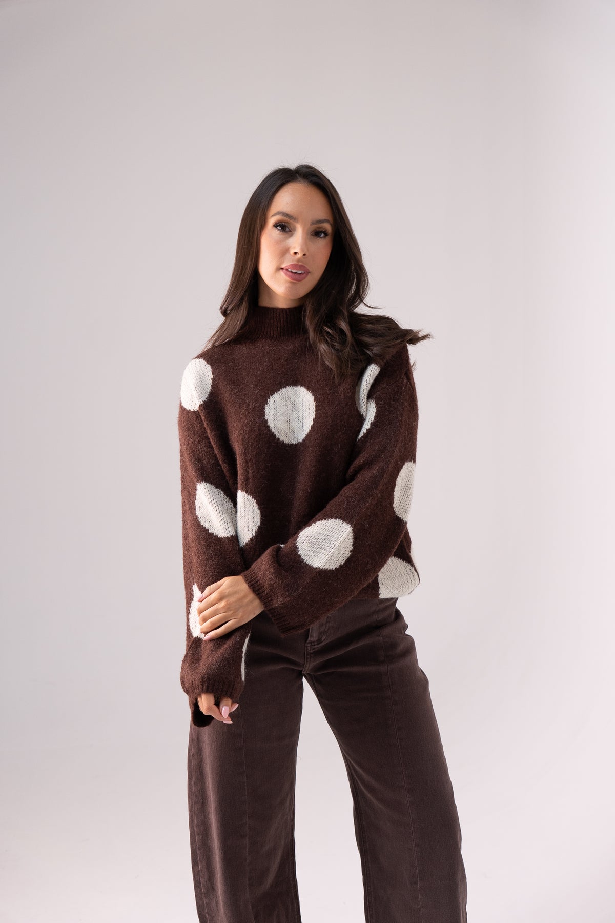 Millie Spotted Jumper In Coffee