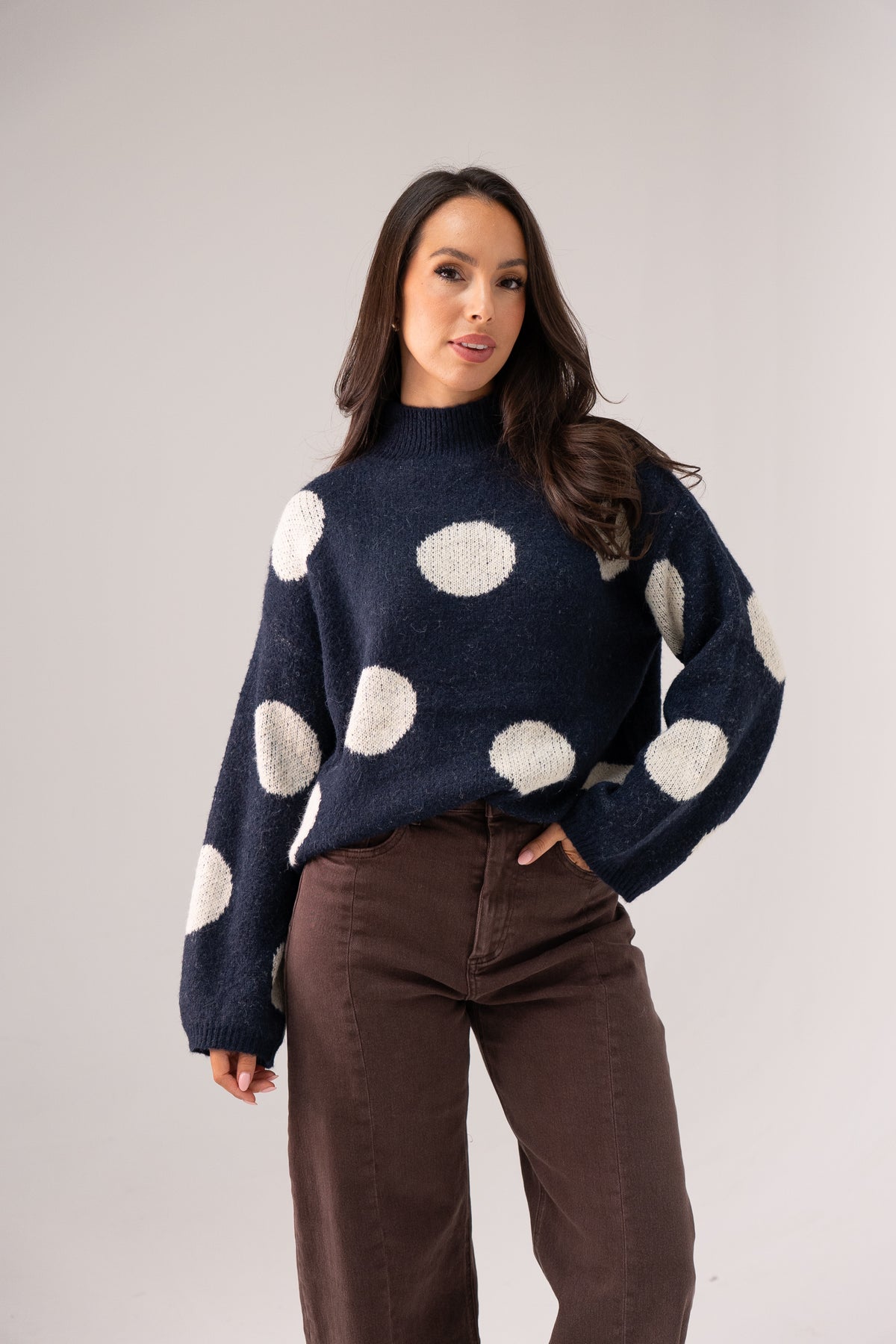 Millie Spotted Jumper In Navy