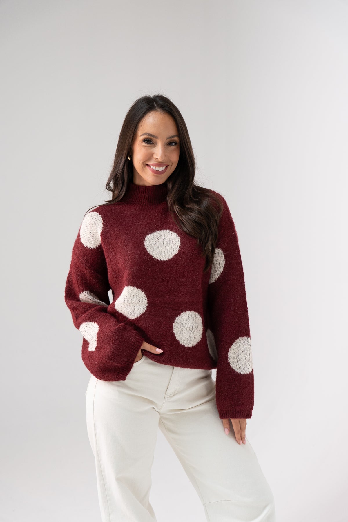 Millie Spotted Jumper In Wine