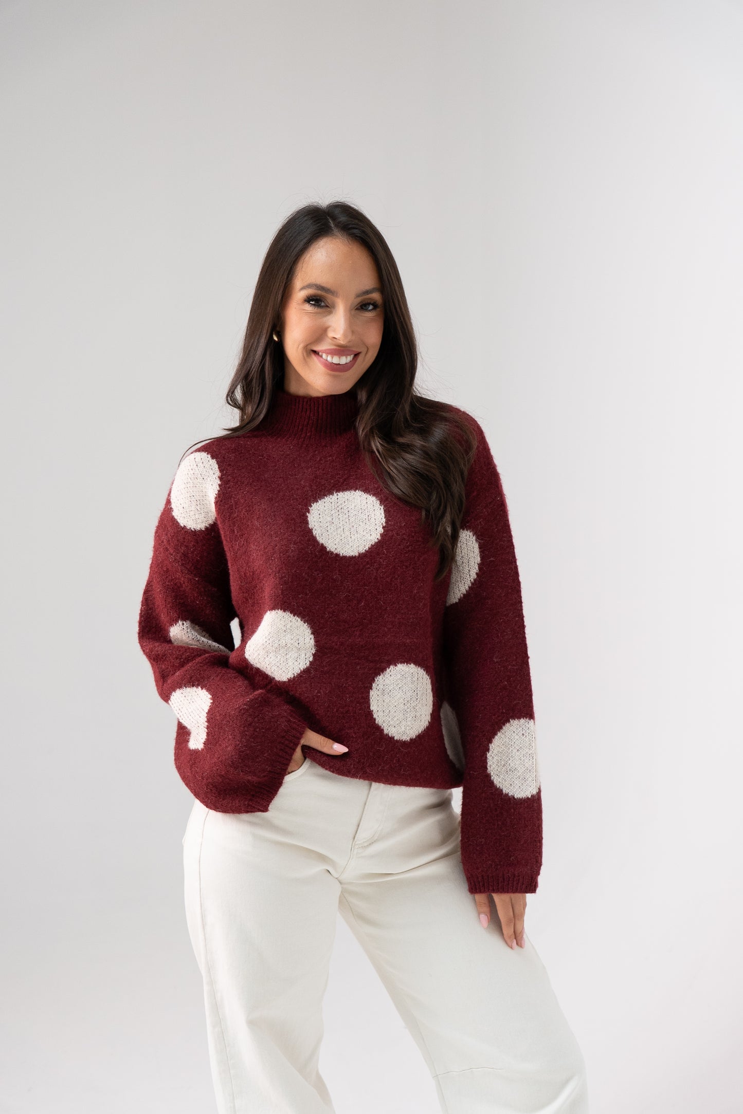 Millie Spotted Jumper In Wine