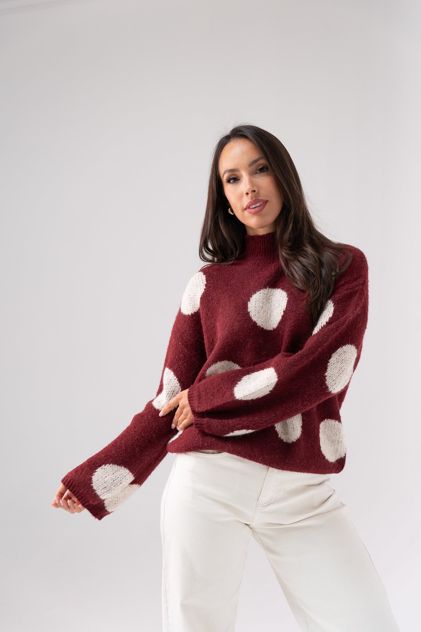 Millie Spotted Jumper In Wine