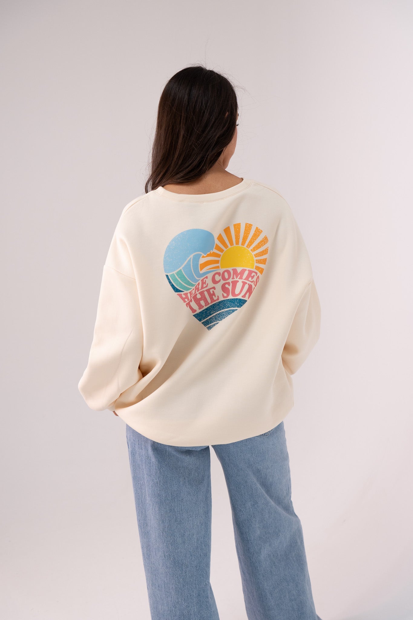 Millie Sun Slogan Sweatshirt In Cream