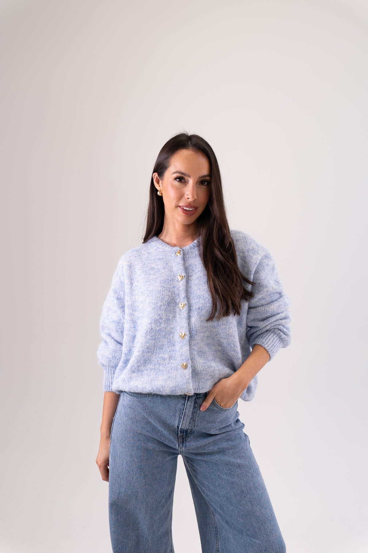 Millie Textured Cardigan In Sky Blue