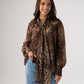Millie Bow Neck Blouse In Leopard Print