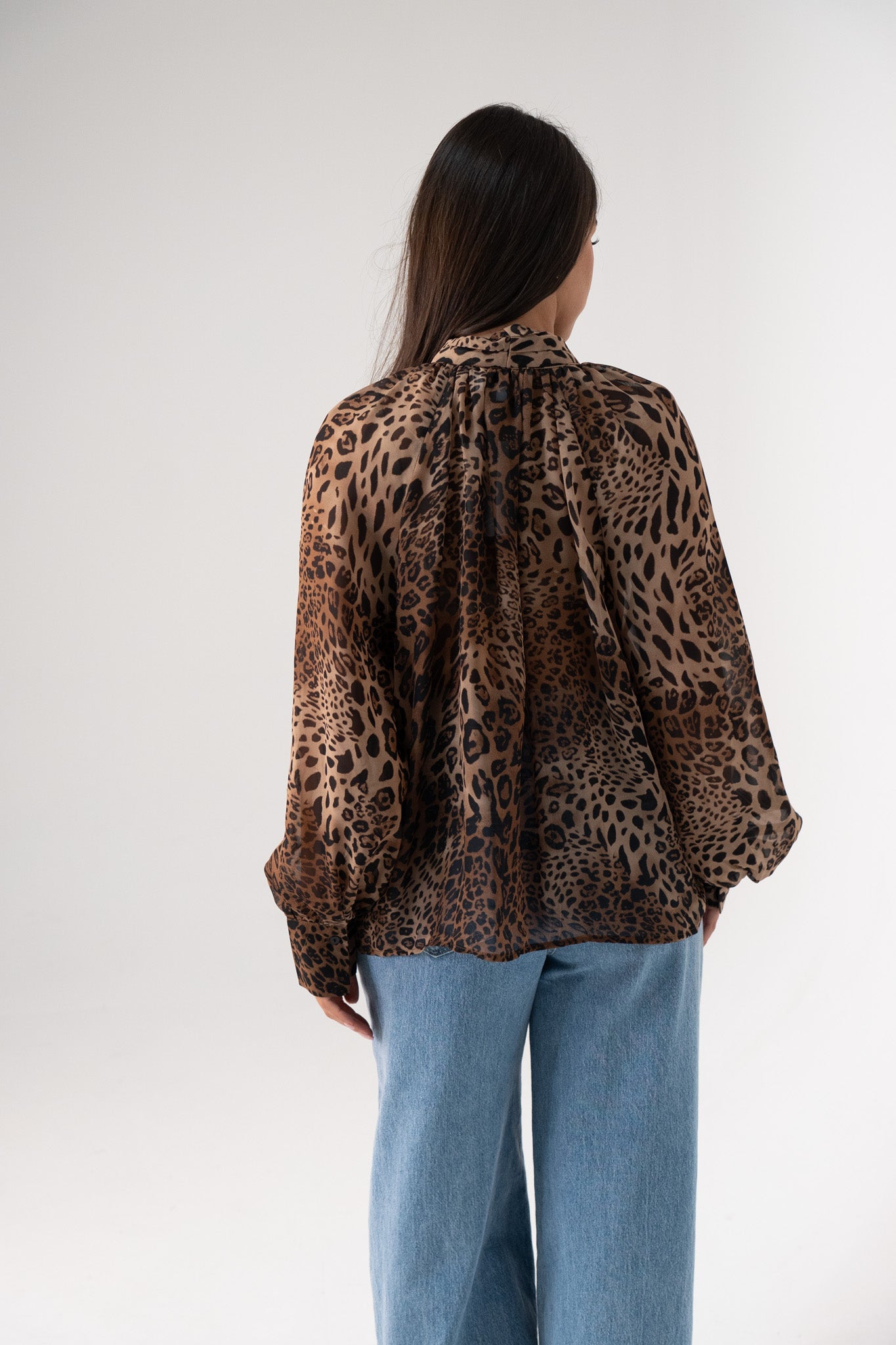 Millie Bow Neck Blouse In Leopard Print