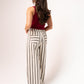 Millie Wide Leg Trousers In Grey Stripe