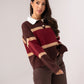 Millie Wine Stripe Rugby Top In Coffee