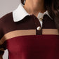Millie Wine Stripe Rugby Top In Coffee