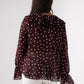 Millie Polka Dot Peplum Ruffle Top In Wine