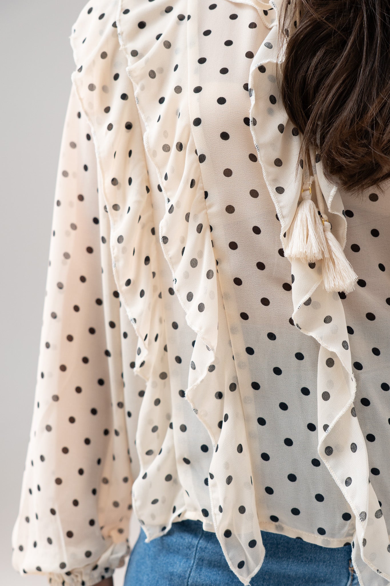 Millie Ruffled Polka Dot Blouse In Cream