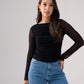 Millie Sheer Sleeve Polka Dot Top In Black
