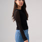 Millie Sheer Sleeve Polka Dot Top In Black